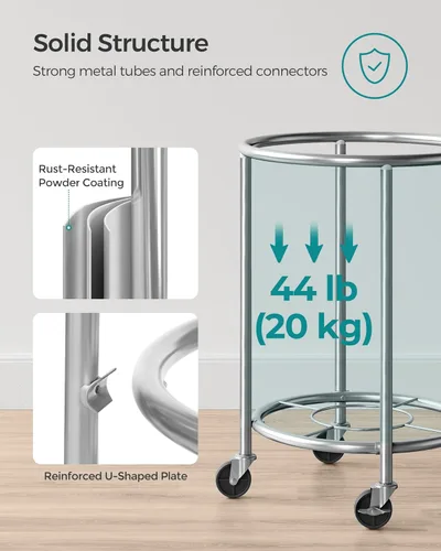 Miniatura 7 de Songmics – Cesta de lavandería de 29 galones (110 L) con ruedas, carrito rodante resistente redondo con estructura de acero y bolsa extraíble, 2