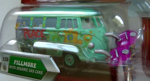 Miniatura 3 de Disney / Pixar CARS Movie 155 Coche fundido a presión con ojos lenticulares Serie 2 Fillmore con latas de gas orgánico Chase Piece!