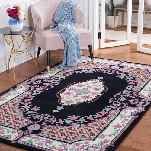 Miniatura 33 de SAFAVIEH Bellagio Collection - Alfombra decorativa de 2 x 3 pies, azul y rosa, hecha a mano de lana de medallón, ideal para zonas de alto tráfico