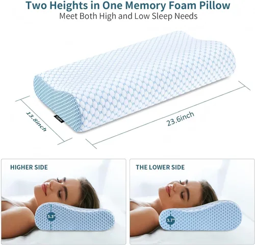 Miniatura 3 de Almohada cervical para aliviar el dolor de cuello, almohadas de espuma viscoelástica de contorno para dormir, almohada ergonómica ajustable