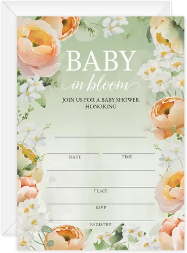 Miniatura 15 de Canopy Street Adventure Awaits - Invitaciones para baby shower / 25 invitaciones de baby shower con temática de montaña en blanco de género neutro