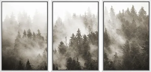 Miniatura 37 de SIGNWIN Lienzo enmarcado para pared, juego de arte nublado de tormenta, cielo, bosque otoñal, árboles, rústico, naturaleza, fotografía, realismo