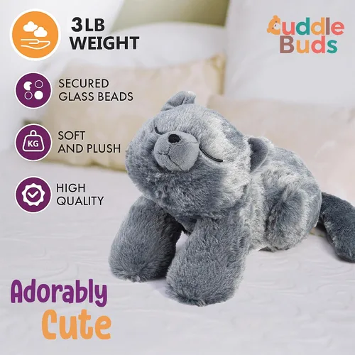 Miniatura 3 de Cuddle Buds Peluche de gato con peso de 3 libras para necesidades sensoriales, peluche grande de gato de 20 pulgadas, animales de peluche