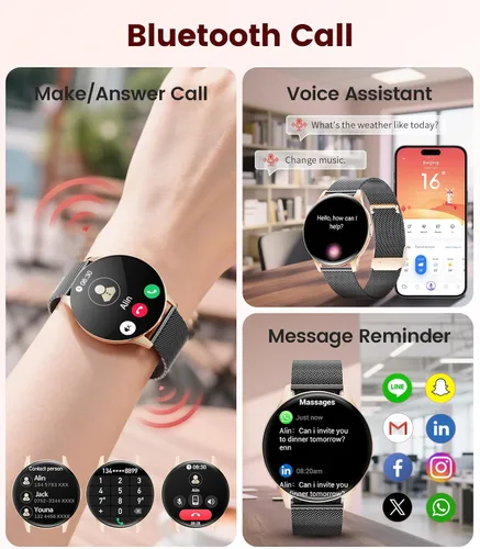 Miniatura 6 de LIGE Reloj inteligente para mujer, pantalla AMOLED de 1.43 pulgadas con respuesta/llamada para iPhone/Android/Samsung, rastreador de actividad