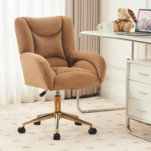 Home Office Desk Chairs with Adjustable Height, Swivel Chair with Gold Metal Base, Ergonomic Office Chair, Comfy Chair for Office, Living Room,