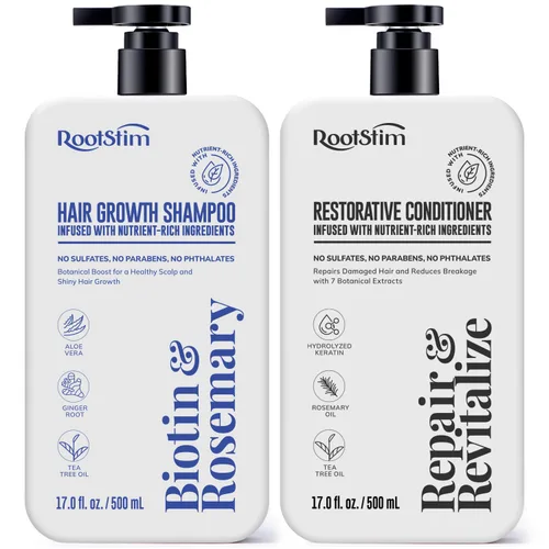 Miniatura 7 de Set de champú y acondicionador para el crecimiento del cabello, champú y acondicionador de romero y biotina para engrosar el cabello, impulso