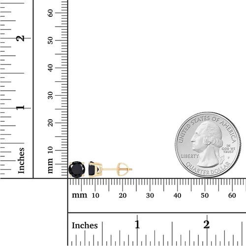 Miniatura 4 de Aretes de tuerca con tuerca de oro macizo de 14 quilates, hipoalergénicos, de 0.236 in