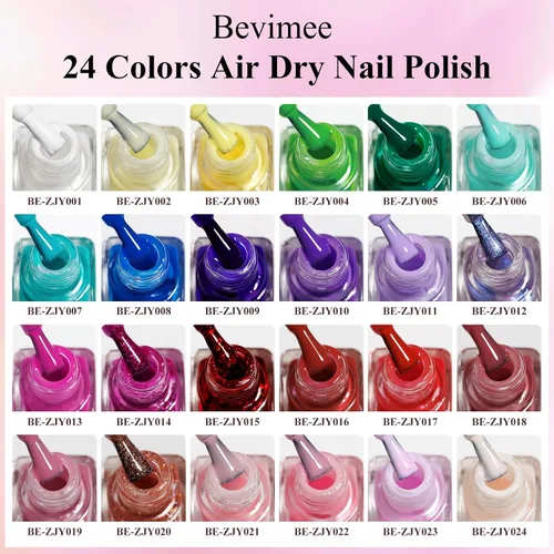 Miniatura 5 de Juego de esmaltes de uñas de secado rápido, 24 piezas de esmalte de uñas regular a granel blanco, nude, rosa, rojo, verde, azul, de larga duración