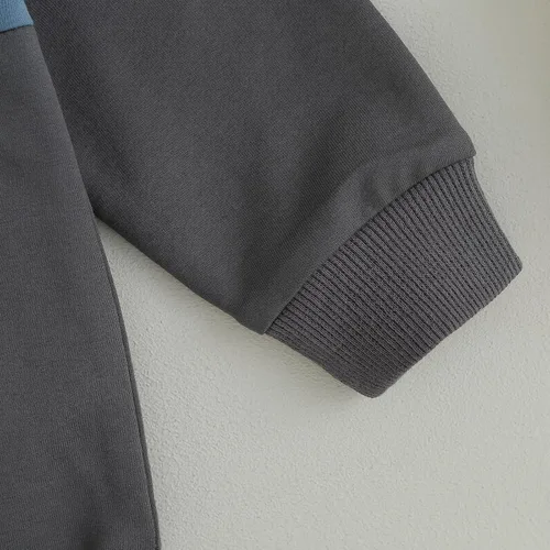 Miniatura 29 de Conjunto de ropa de otoño e invierno para bebé niño pequeño, sudadera de manga larga con colores contrastantes, pantalones elásticos para recién