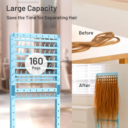 Miniatura 3 de Yumkfoi Estante ajustable para trenzar para el cabello, 160 clavijas, soporte de doble cara para trenzar, estante de trenzas de altura ajustable