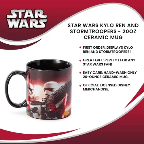 Miniatura 6 de Taza oficial de Star Wars Kylo Ren y Stormtroopers de 20 onzas, taza de cerámica para café caliente, té, cacao, con personajes icónicos