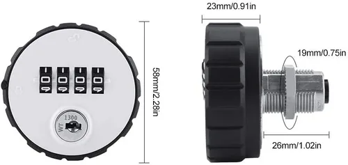 Miniatura 2 de Cerradura de puerta digital, cerradura de contraseña de gabinete de combinación de código de aleación de zinc con llaves, 1.417 in