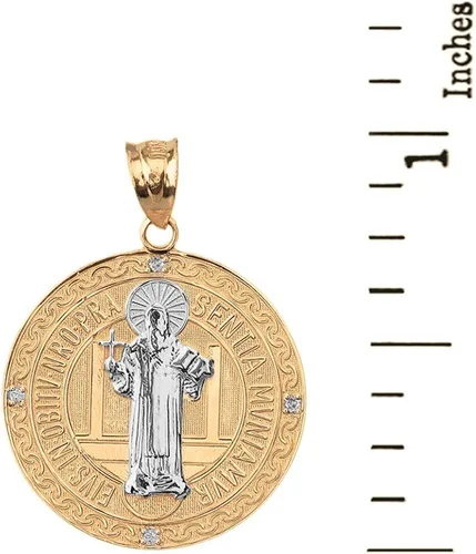 Miniatura 2 de Medalla De San Benito San Benito Moneda de oro de 14 k con dos monedas de oro 10in