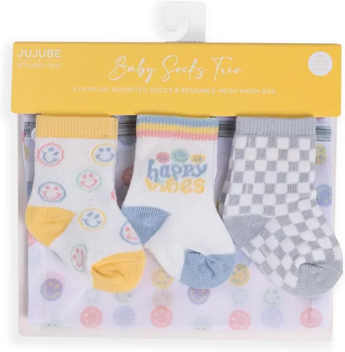 JuJuBe Calcetines a juego para mamá y bebé niño o niña, regalos de baby shower, artículos esenciales para recién nacidos Happy Baby Vibes