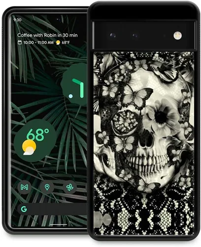 ZHEGAILIAN Funda compatible con Google Pixel 7, diseño de esqueleto de encaje gótico victoriano, diseño de esqueleto de silicona suave, TPU