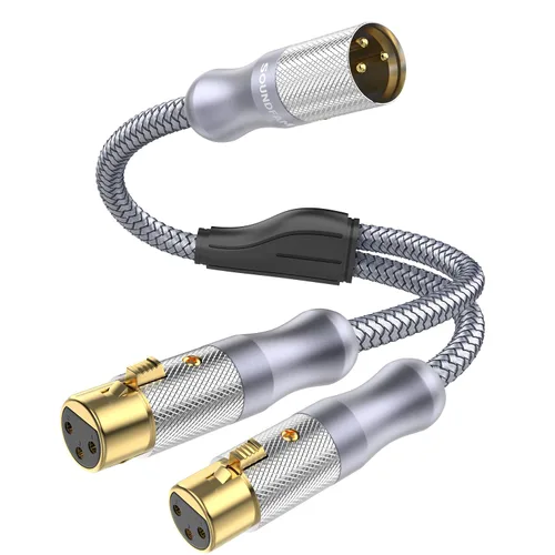 Miniatura 11 de Cable divisor XLR de 1 hembra a 2 machos para micrófono equilibrado, cable divisor en Y, color gris (1.6 pies/1.6 ft)