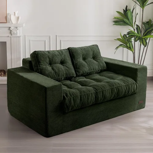 Miniatura 24 de MAXYOYO Sofá de 3 Plazas sin Estructura, Sofá Moderno Acolchado para Sala de Estar, Sillón Suave Tipo Puf de Espuma de Alta Densidad con Almohadas