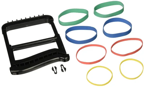Miniatura 4 de Rolyan - Ejercitador ergonómico básico de mano, dispositivo de fortalecimiento para dedos, manos y pulgares, viene con 4 pares de bandas de goma Azul