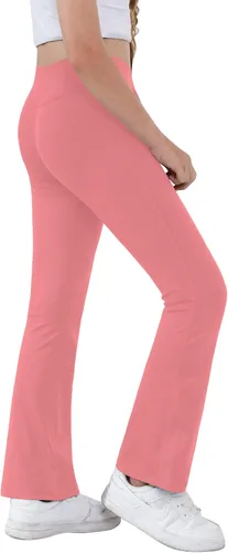 Miniatura 25 de Pantalones de yoga para niñas, cintura cruzada, pierna ancha, pantalones acampanados de entrenamiento de cintura alta