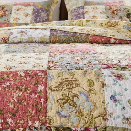 Miniatura 4 de Greenland Home Blooming Prairie, juego de colcha matrimonial de 3 piezas, Algodón, Multicolor, Completo