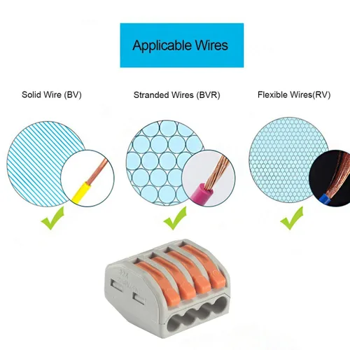 Miniatura 6 de Kit de 115 piezas de conectores eléctricos de alambre de palanca con tuercas, bases y tornillos 28-12 AWG, múltiples conectores eléctricos