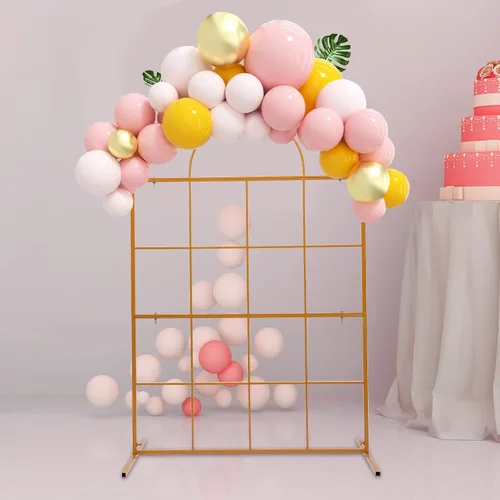 Miniatura 8 de Soporte de telón de fondo de arco de boda de 3.9 x 6.6 pies, soporte de arco de globos de metal, arco de boda dorado, marco de arco de globos