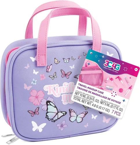Miniatura 2 de 3C4G Juego de artículos de tocador y cosméticos de viaje para niños Butterfly Away con botellas de viaje aprobadas por la TSA, brillo de labios