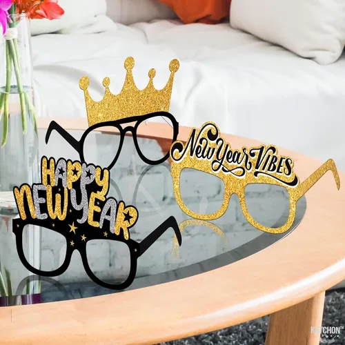 Miniatura 4 de KatchOn Gafas de Año Nuevo 2025 – Paquete de 12 Suministros para fiestas NYE 2025, gafas de sol de feliz año nuevo 2025, decoraciones