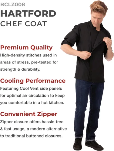 Miniatura 3 de Chef Works Abrigo de chef Hartford para hombre