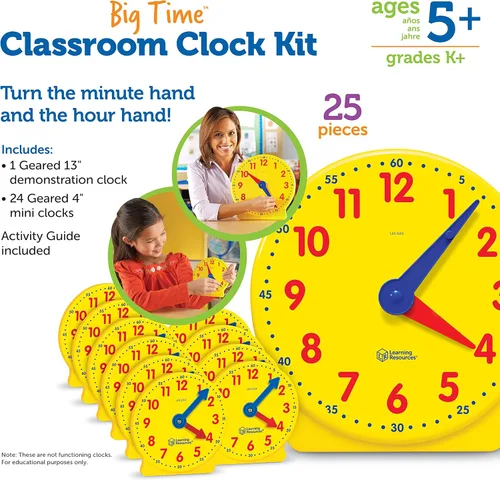 Miniatura 7 de Learning Resources Kit de reloj para el aula, imprescindible para preescolar, actividad de enseñanza, sobre tarjetas de tiempo flash, juguetes