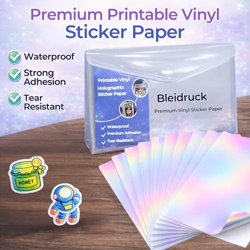 Miniatura 7 de 20 hojas de papel adhesivo holográfico de 8.5 x 11 pulgadas, imprimibles impermeables, hojas de vinilo arcoíris para impresora de inyección de tinta