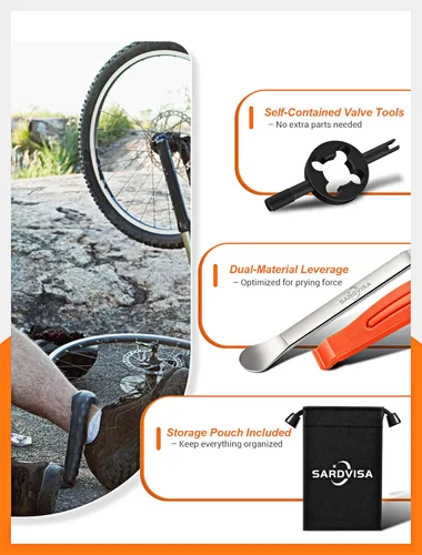Miniatura 6 de SARDVISA Palancas de neumáticos de bicicleta Palancas de neumáticos ultra fuertes y cucharas de neumáticos de acero inoxidable, herramienta