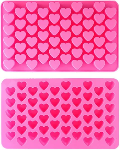 Miniatura 2 de Mini moldes de silicona con forma de corazón de 55 cavidades para hornear, molde de chocolate con forma de corazón, moldes de caramelo de San