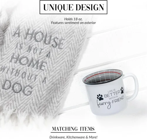 Miniatura 4 de Pavilion Gift Company - Life Is Better With A Furry Friend - Taza de café de 18 onzas para gatito, cachorro, felino, K-9, gato, perro, amante