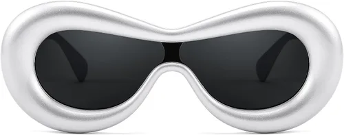 FEISEDY Lentes de sol ovalados inflados para mujeres y hombres, a la moda, de gran tamaño, montura gruesa, Y2K, divertidos tonos estéticos B9088