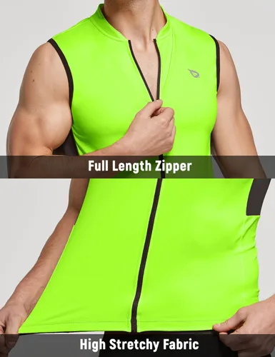 Miniatura 4 de BALEAF Camiseta de ciclismo sin mangas para hombre, camiseta de ciclismo de carretera, camisetas sin mangas, bolsillos con cremallera completa, SPF