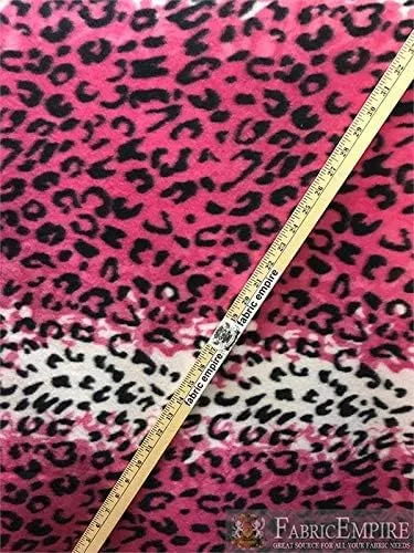 Tela de forro polar con estampado de leopardo, puntos negros, rayas blancas, fondo rosa intenso/58 pulgadas de ancho/vendido por The Yard