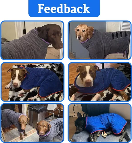 Miniatura 6 de Abrigo de Secado para Perros - Toalla de Baño para Perros de Secado Rápido - Bata de Baño para Mascotas de Microfibra Super Absorbente, Abrigo