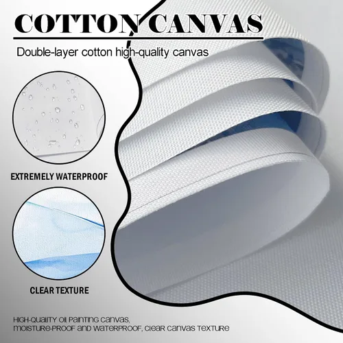 Miniatura 6 de HKDGOKA Lienzo grande para pared, diseño abstracto azul y blanco, con diseño de flores degradadas, pinturas modernas, listas para colgar, sala