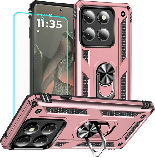 Miniatura 13 de Funda para Moto E Phone Case, Moto E con protector de pantalla HD, fundas protectoras de grado militar con anillo para Moto E 2020 (rojo)
