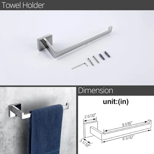 Miniatura 7 de BAGNOLUX Juego de accesorios de baño 4 piezas, juego de toallero de baño SUS304 de acero inoxidable, juego de barra de toallas para montaje en Cromo
