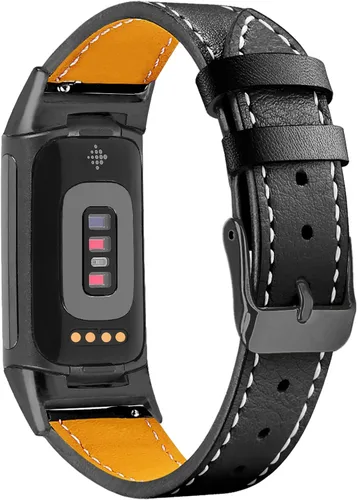 Miniatura 10 de Replacement Leather Band Compatible for Fitbit Charge 2/5/6, Classic Genuine Leather Wristband for Men Women
