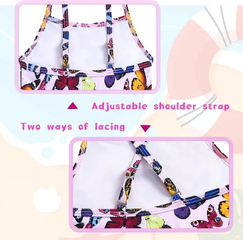 Miniatura 3 de swimsobo Traje de baño de una pieza para niñas, traje de baño de sirena colorido traje de baño lindo para 2-10 años