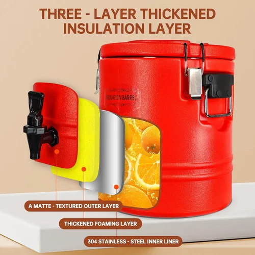 Miniatura 3 de Dispensador de bebidas aislado de 12 litros, dispensador de bebidas frías y calientes con interior de acero inoxidable 304, enfriador de agua