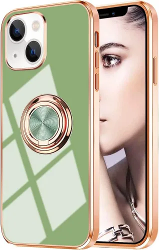 Miniatura 87 de Compatible con iPhone 11 Kickstand, anillo de rotación de 360 grados integrado con borde de oro rosa brillante que funciona con soporte magnético
