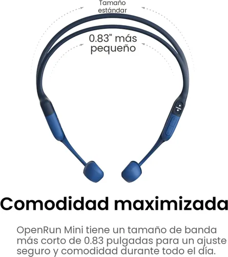 Miniatura 6 de SHOKZ OpenRun Mini - Auriculares de Conducción Ósea, Auriculares Deportivos Bluetooth Inalámbricos de Oreja Abierta para Correr y Entrenamiento, Azul