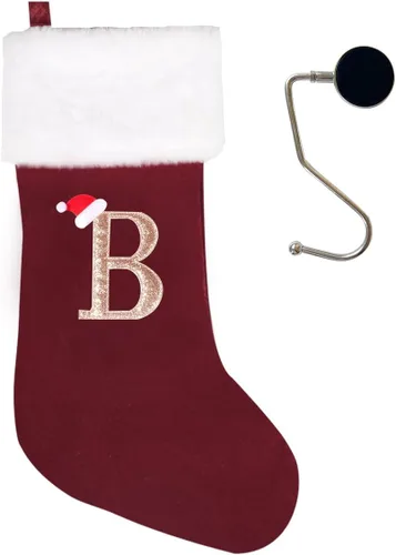 Miniatura 13 de Medias de Navidad de 20 pulgadas con monograma, letras, medias súper suaves grandes de Navidad, medias de monograma rojo para Navidad, regalo