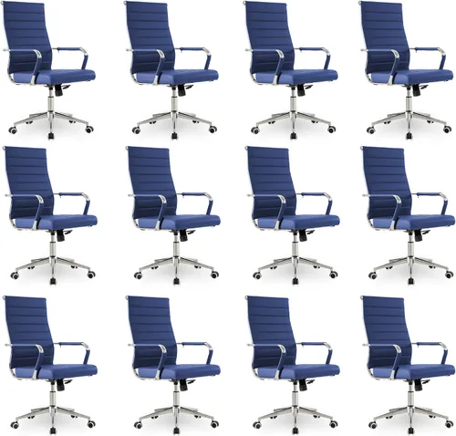 Miniatura 46 de Okeysen Office Desk Chair, Ergonomic Leather Modern Conference Room Chairs, Executive Ribbed Height Adjustable Swivel Rolling Chair for Home Office