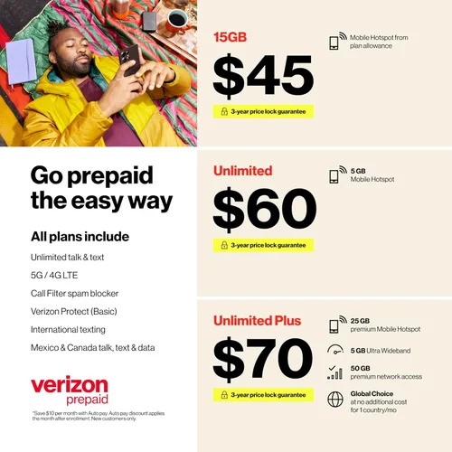 Miniatura 2 de Verizon Motorola Moto G 2025 prepagado, 64GB, 5G, sistema de cámara de 50MP, pantalla de 6.7 pulgadas de 120 Hz, batería de 5000 mAh, teléfono