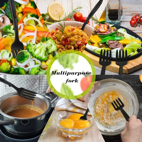 Miniatura 7 de Mixweer 2 tenedores flexibles de silicona de 11.6 pulgadas, resistente al calor, tenedor de cocina grande antiadherente para mezclar ingredientes